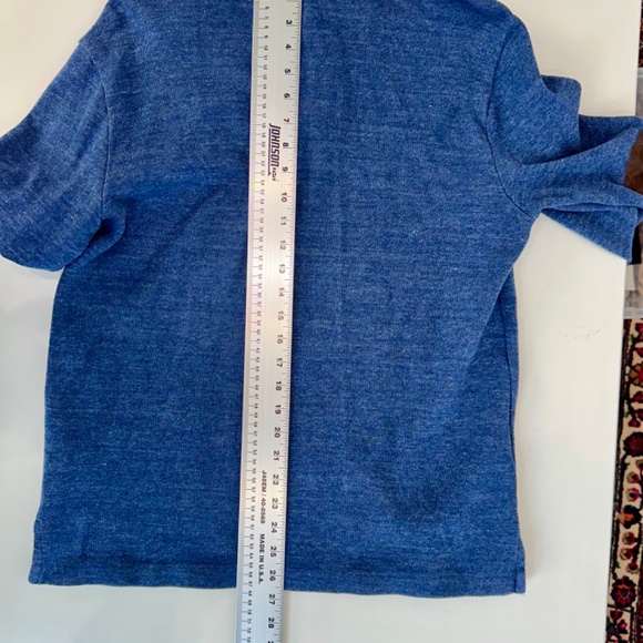 Polo Ralph Men’s Lauren Blue cotton 1/4 zip sweater. Size M. suede patches/trim. - Picture 10 of 10